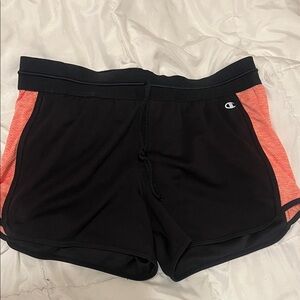 Champion Women's Black and Coral Athletic Shorts medium size